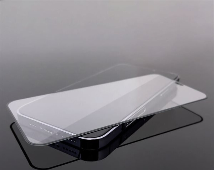 Flexi Nano Glass deksel for iPhone 14 Pro Max med svart ramme, herdet glass.