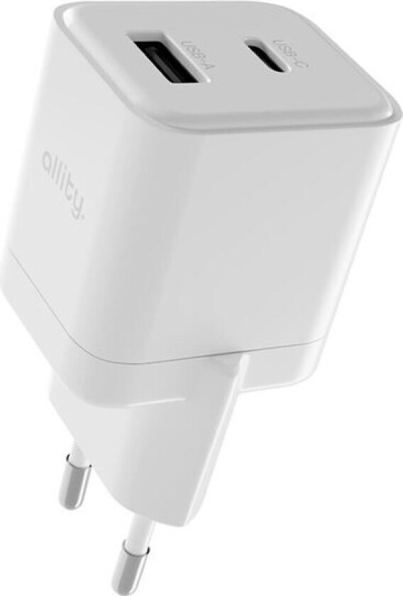 Allity GaN-lader 20W PD QC med USB-C og USB-A