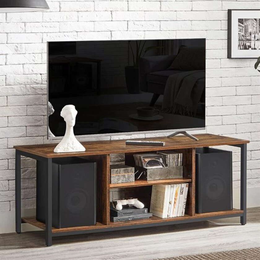 TV-benk 120 cm med 4 hyller - Rustikk brun