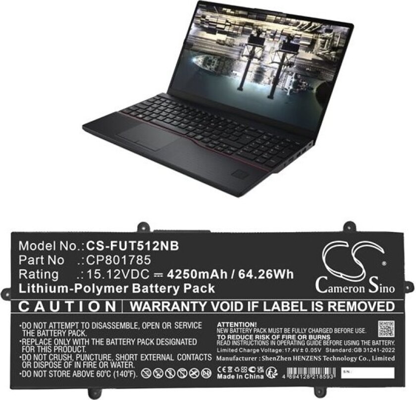 Batteri til bærbar PC for Fujitsu LifeBook E4512, LifeBook E5512 og andre.
