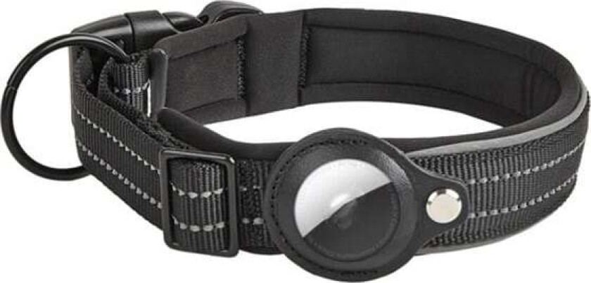 Hundehalsbånd med Apple AirTag-holder M- Svart