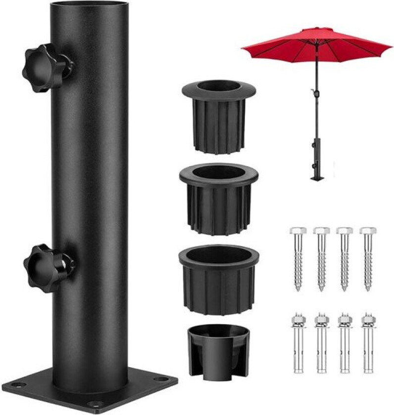 Parasollfot for fast montering - svart stål og jern Ø57 x 300 mm