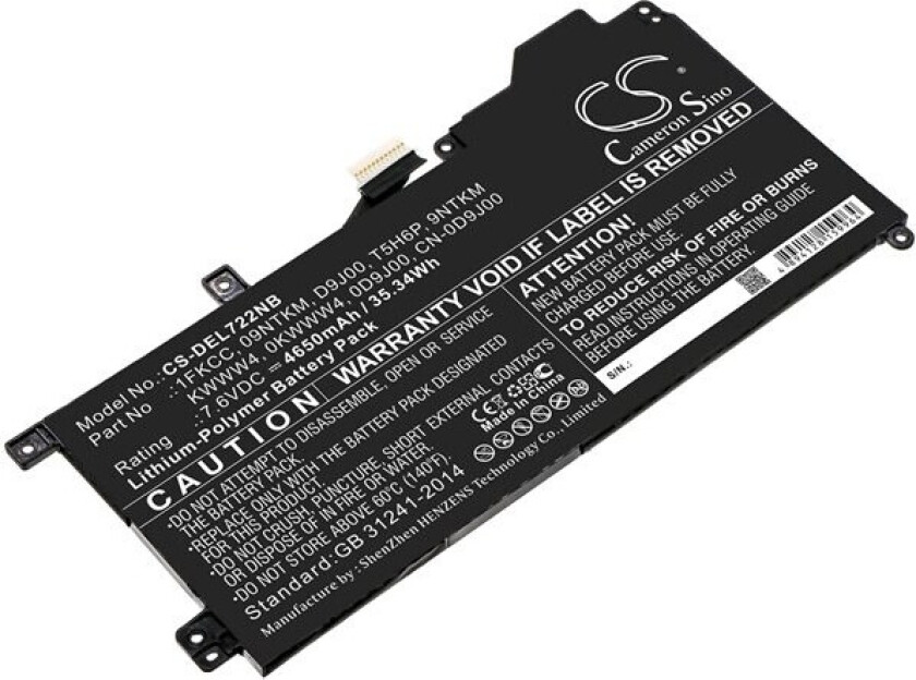 Batteri til bærbar PC for DELL Latitude 7200 2-i-1, Latitude 12 7200