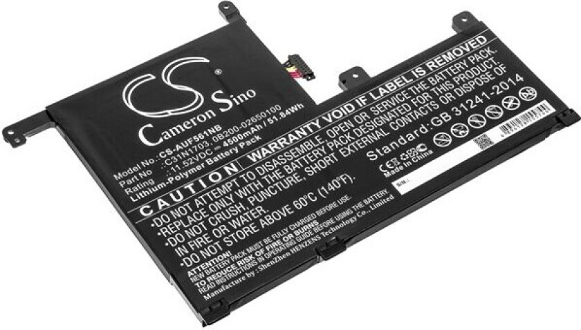 Batteri til bærbar PC for Asus ZenBook Flip UX561UN-BO011T, UX561UA-BO052T og andre.