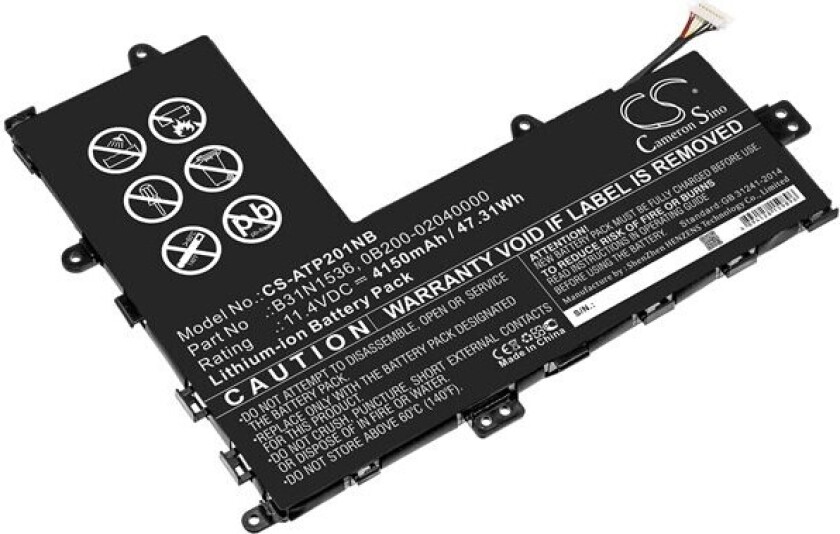 Batteri til bærbar PC for Asus TP201, TP201SA, VivoBook Flip TP201SA-FV0027D og andre.