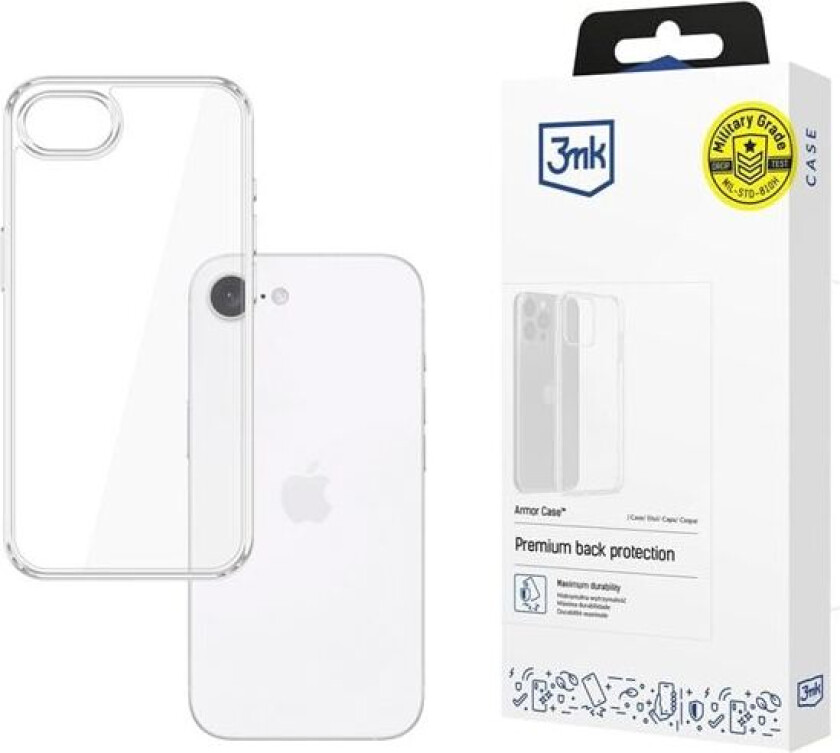 panseretui for iPhone 16e - gjennomsiktig støtsikkert skall