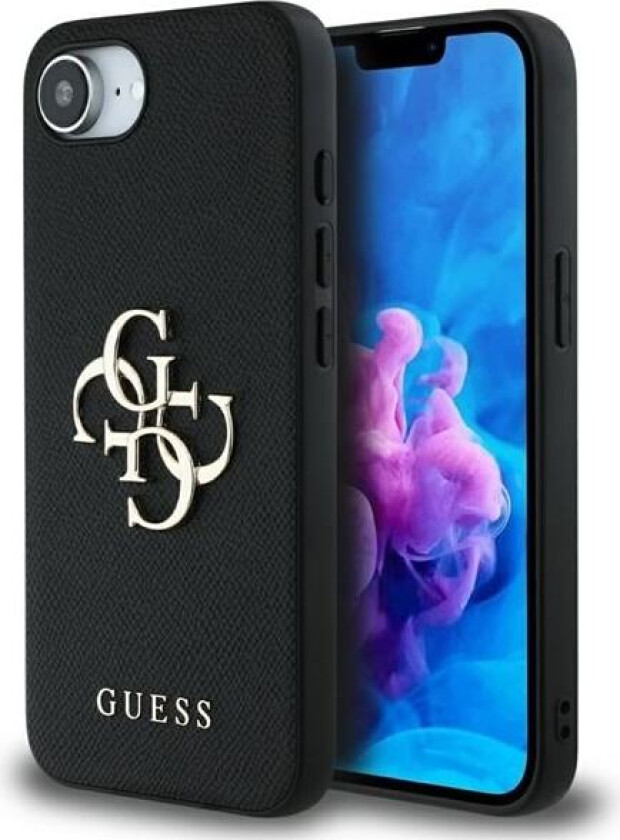 PU Grained 4G Metall Logo etui for iPhone 16e - svart