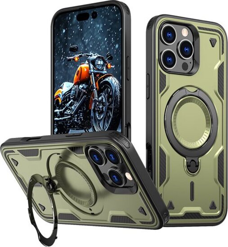 Hybrid Armor Trendy-etui med MagSafe for iPhone 16 Pro Max - Grønn