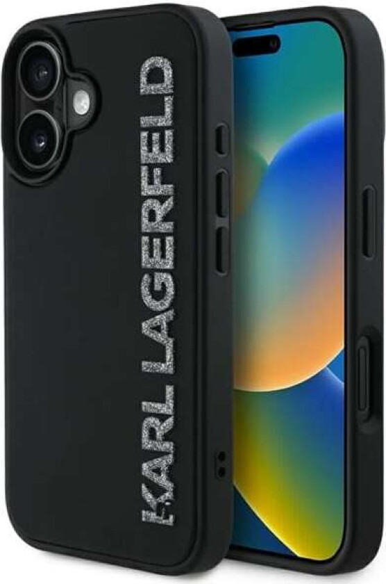 HC 3D gummi avlangt glitteretui iPhone 16 - svart