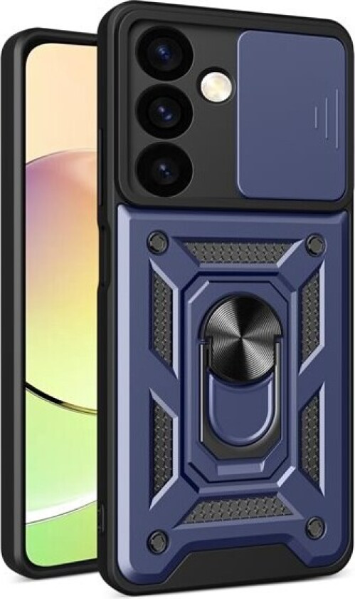 Hybrid Armor Camshield pansret etui for Samsung Galaxy S24 med kameradeksel - blå