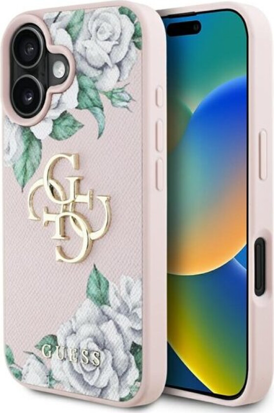 Grained Roses Big 4G-logo iPhone 16 etuier - rosa