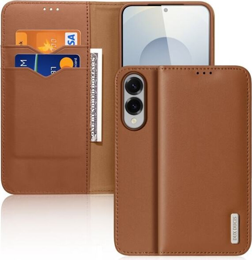 Hivo Samsung Galaxy S25 Edge-etui med flipp og RFID-beskyttelse - Brun