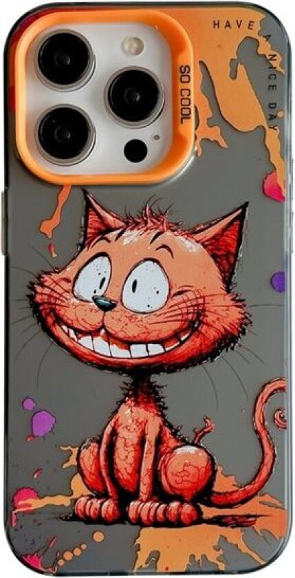 IPhone 15 Pro Max bakdeksel - Oljemaleri smilende katt