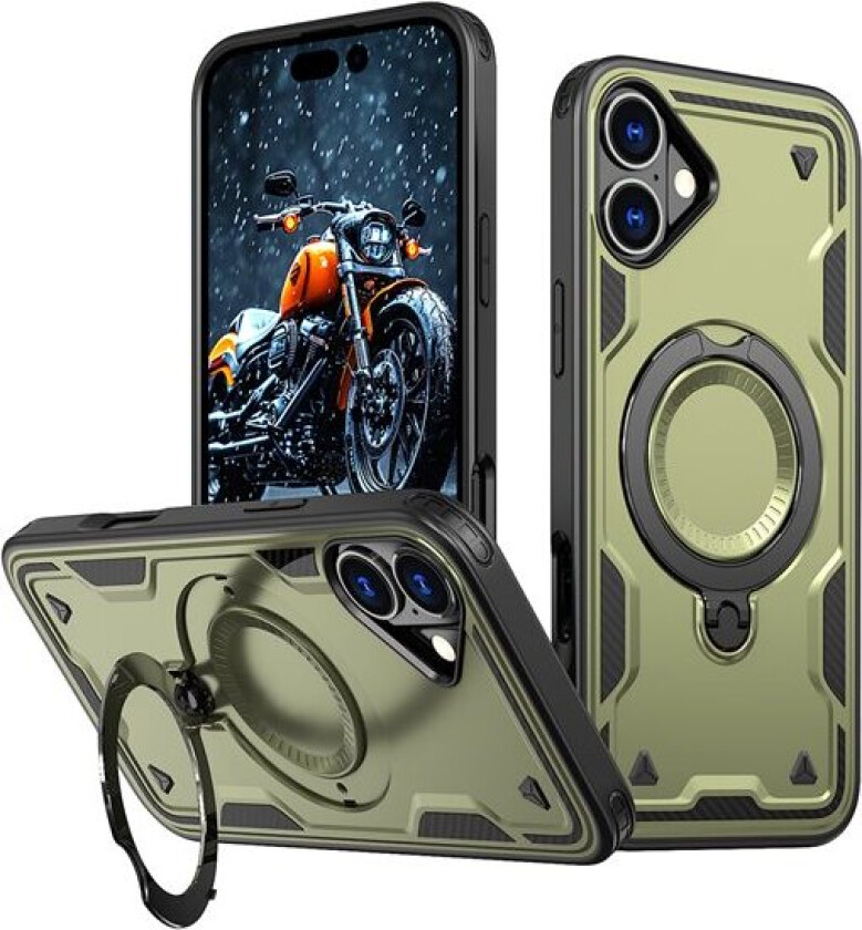 Hybrid Armor Trendy-etui med MagSafe for iPhone 16 Plus - Grønn