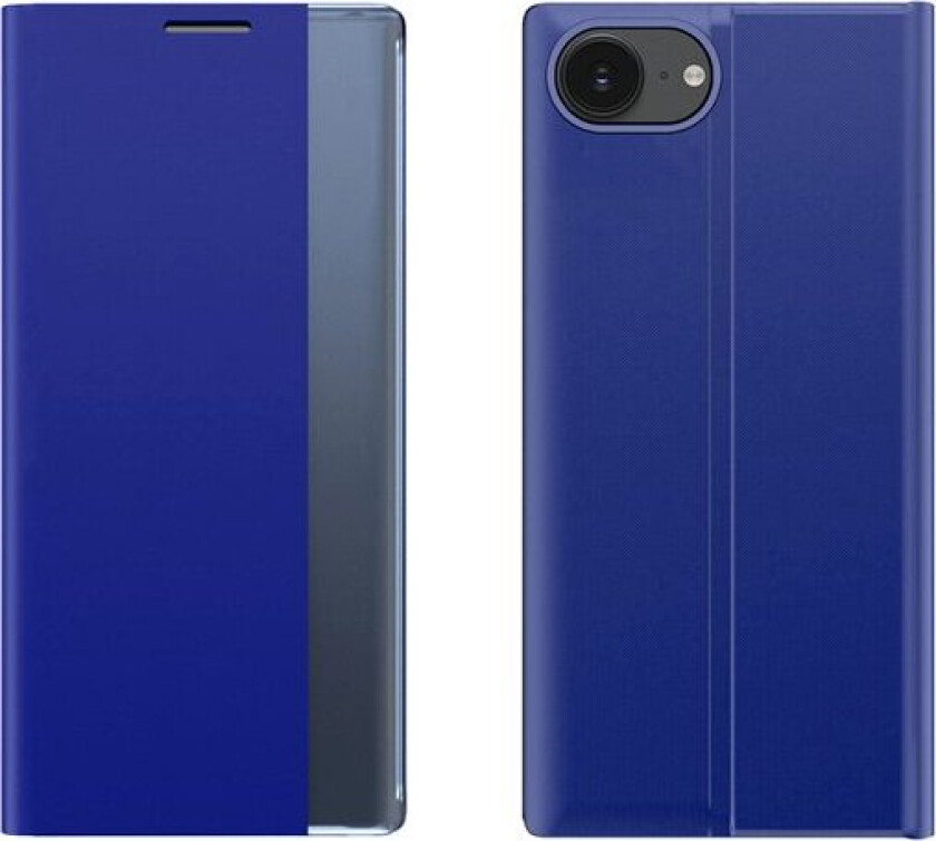 Nytt Sleep-etui iPhone 16e Flip Cover med stativ - blå