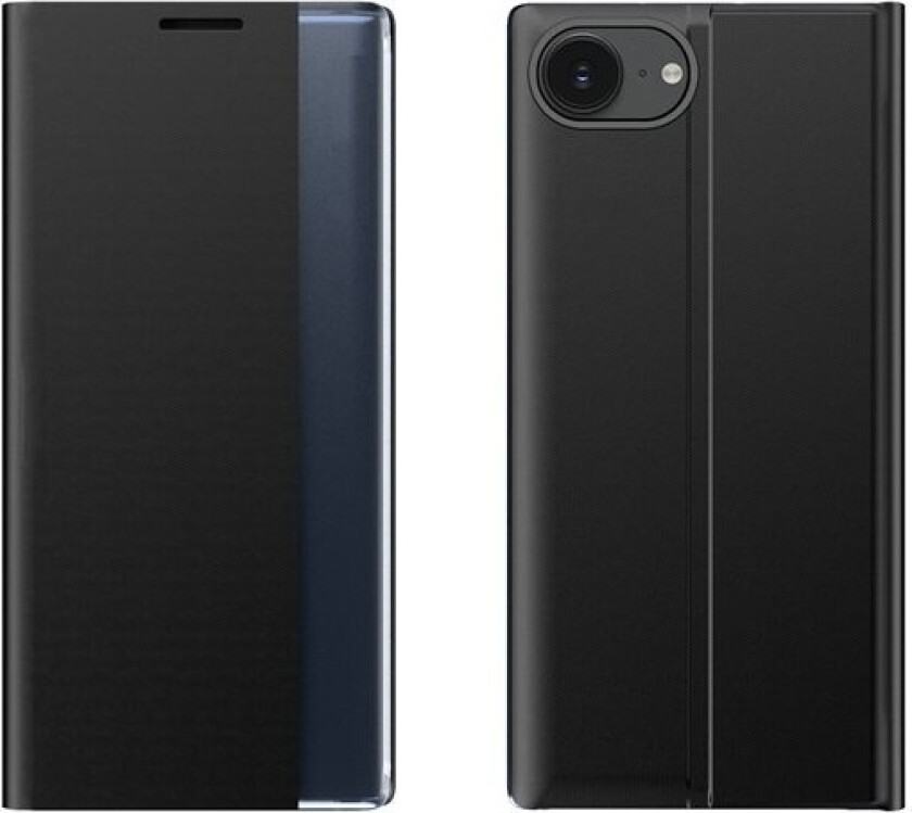 Nytt Sleep-etui iPhone 16e Flip Cover med stativ - svart