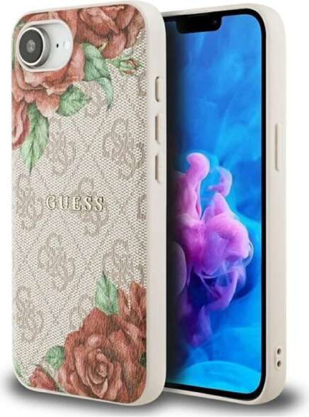 4G MagSafe iPhone 16e-etui med blomstertrykk - rosa