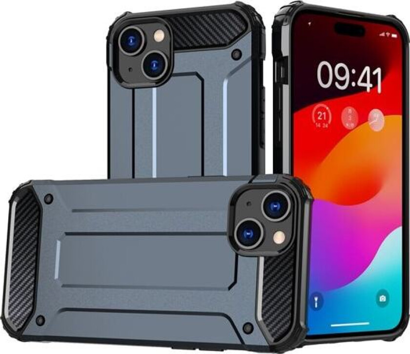 iPhone 15 Plus Hybrid Armor-etui - blå