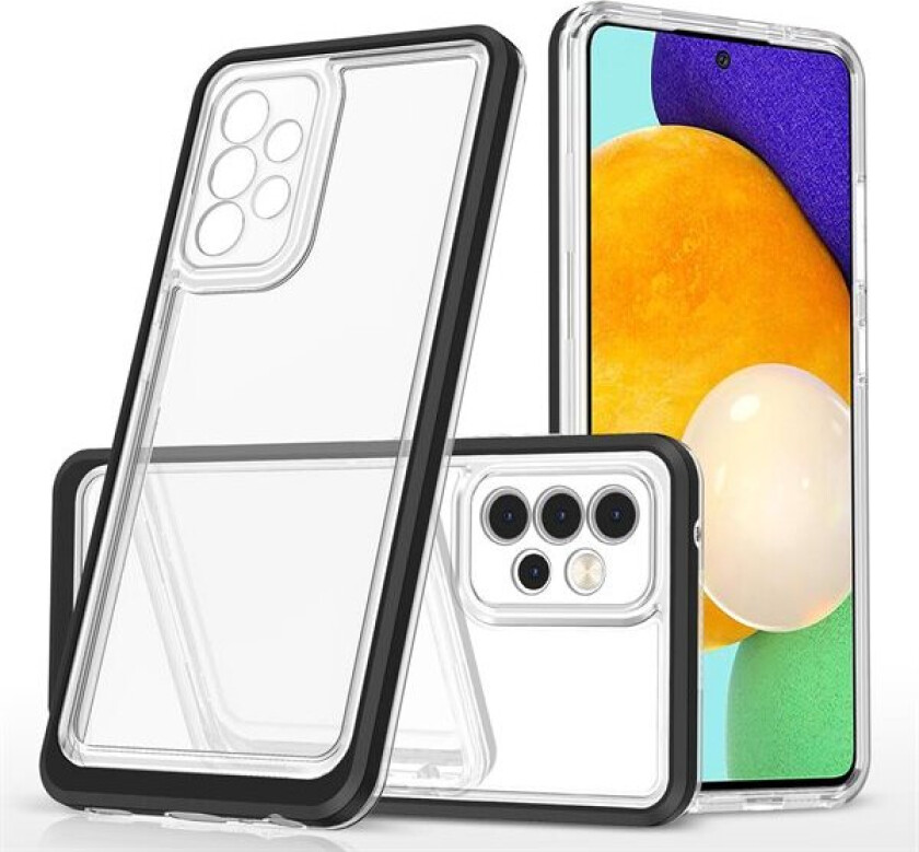 Gjennomsiktig 3-i-1-etui for Samsung Galaxy A73 Frame Cover Gel Black