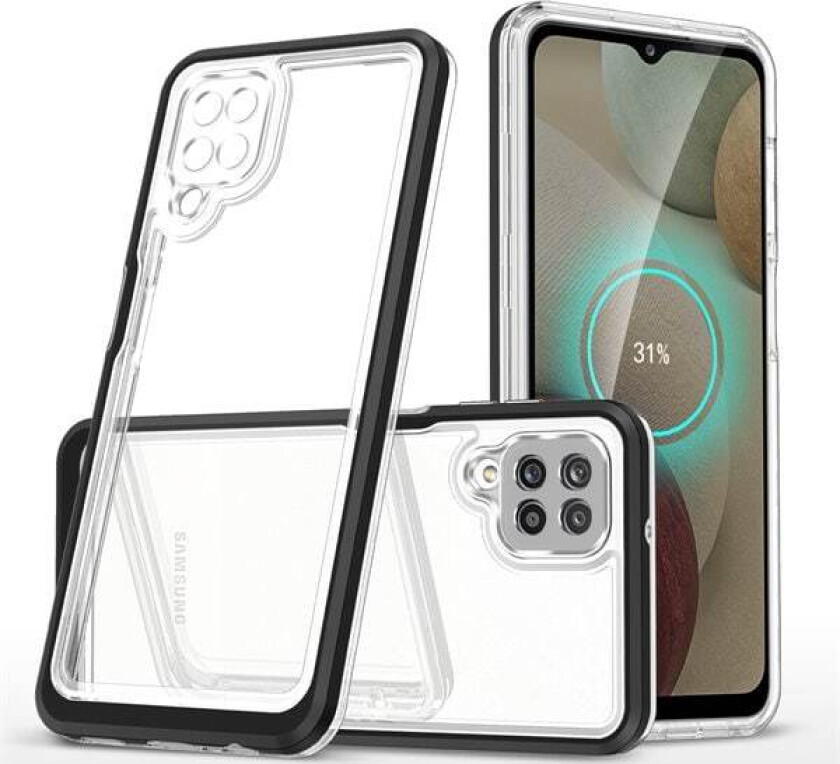 Gjennomsiktig 3-i-1-etui for Samsung Galaxy A22 4G Frame Gel Cover Black