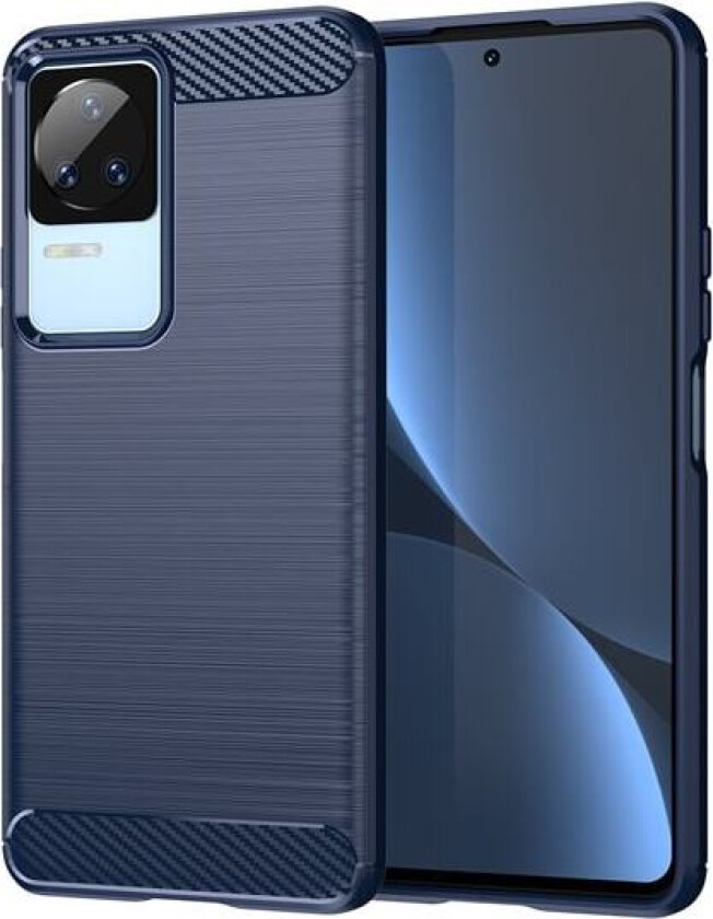 Karbonveske for Xiaomi Poco F4 5G fleksibelt silikon karbon deksel blå