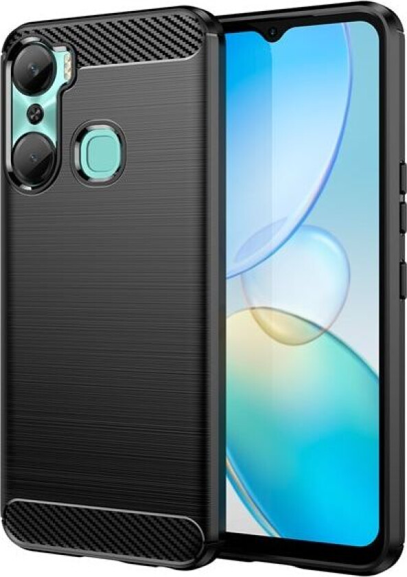 Carbon Case-etui til Infinix Hot 12 Pro fleksibelt karbondeksel i silikon, svart