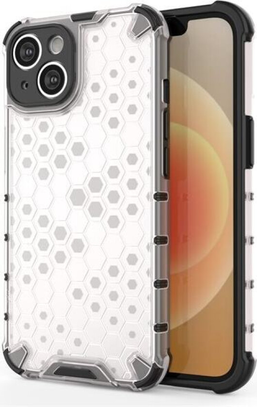 Honeycomb-etui for iPhone 14 pansret hybriddeksel gjennomsiktig