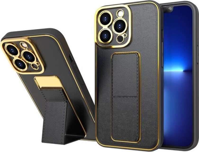 Nytt Kickstand-etui for iPhone 13 Pro Max med stativ svart