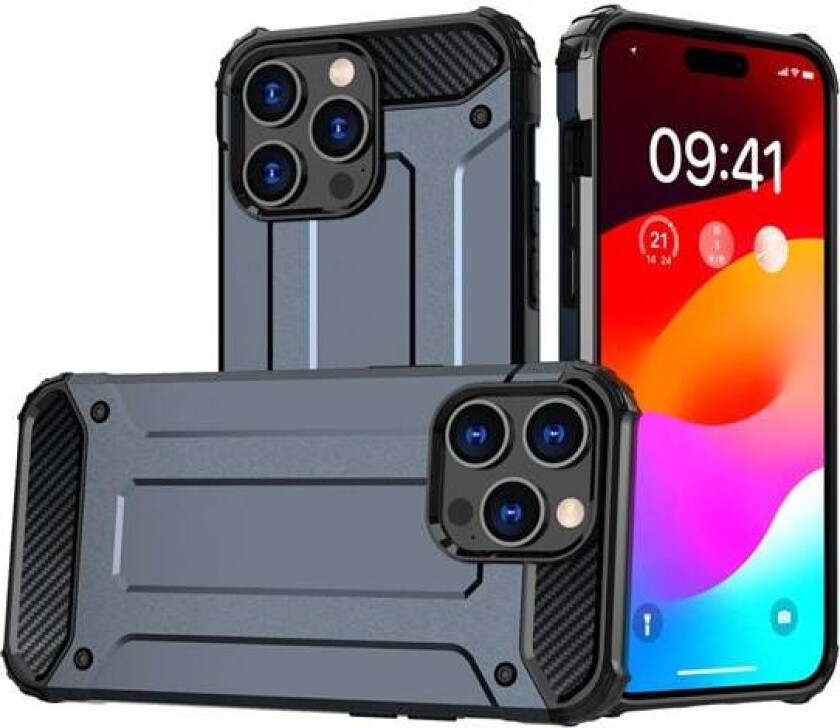 iPhone 15 Pro Max Hybrid Armor-etui - blå