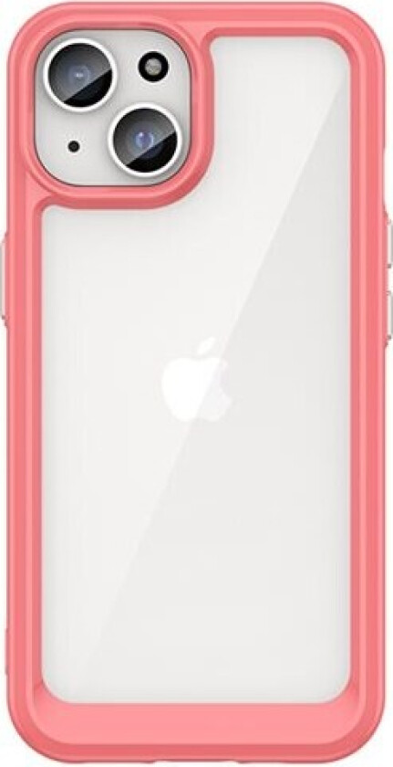 Outer Space-forsterket etui med fleksibel ramme for iPhone 15 - rød