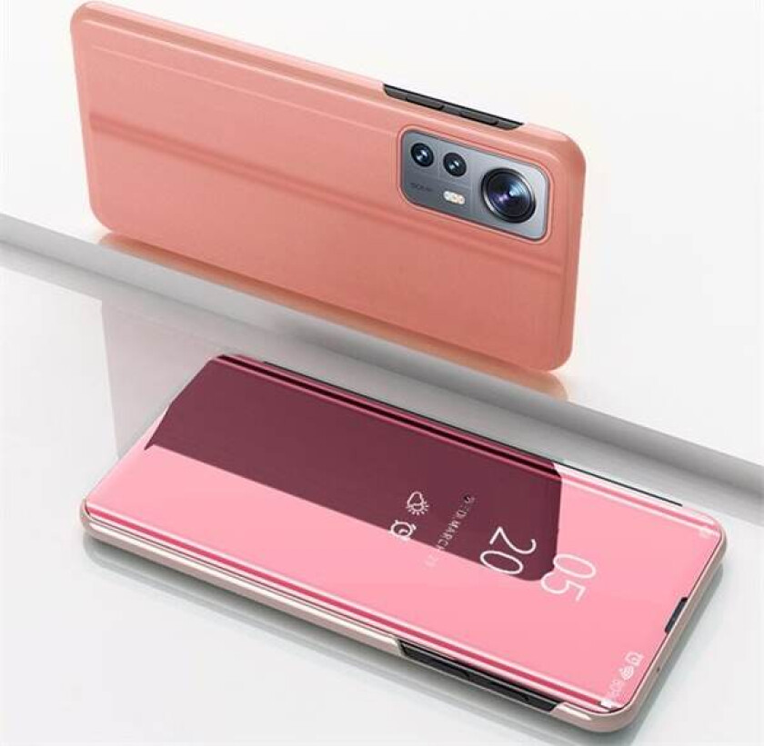 Clear View Case-deksel for Xiaomi 12 Lite-deksel med klaff rosa
