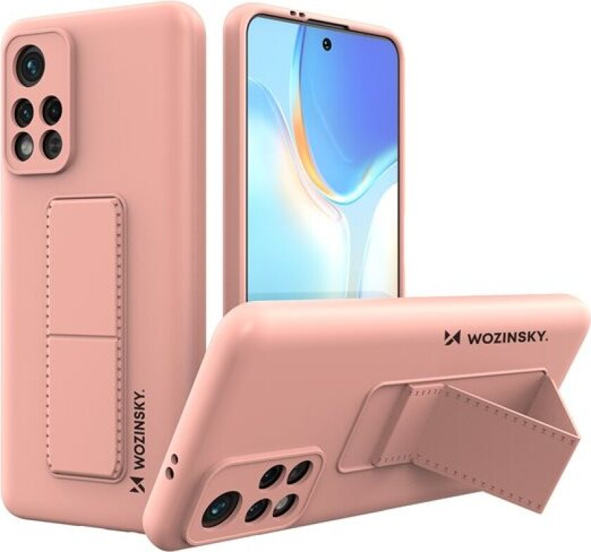Kickstand Case silikon etui med stativ Xiaomi Poco M4 Pro 5G rosa