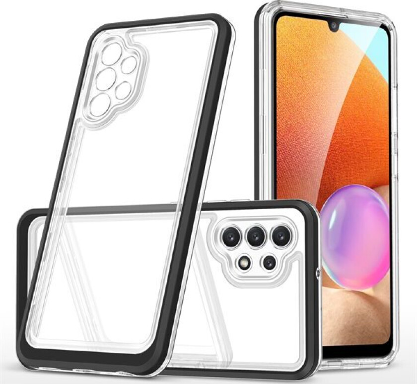 Gjennomsiktig 3-i-1-etui for Samsung Galaxy A32 5G Frame Gel Cover Black