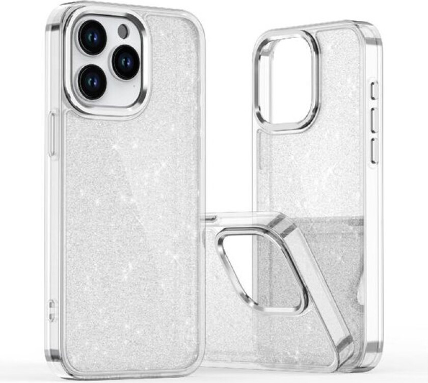 Glitterveske til iPhone 16 Pro Max - gjennomsiktig med glitter