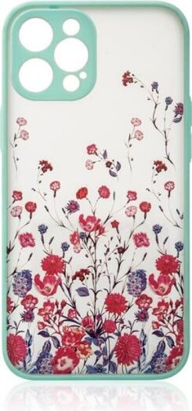 Designveske for iPhone 12 Pro blomsterveske lyseblå