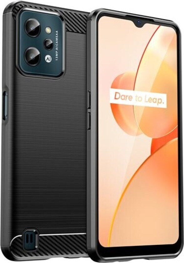 Carbon Case-etui for Realme C31 fleksibelt karbondeksel i silikon, svart