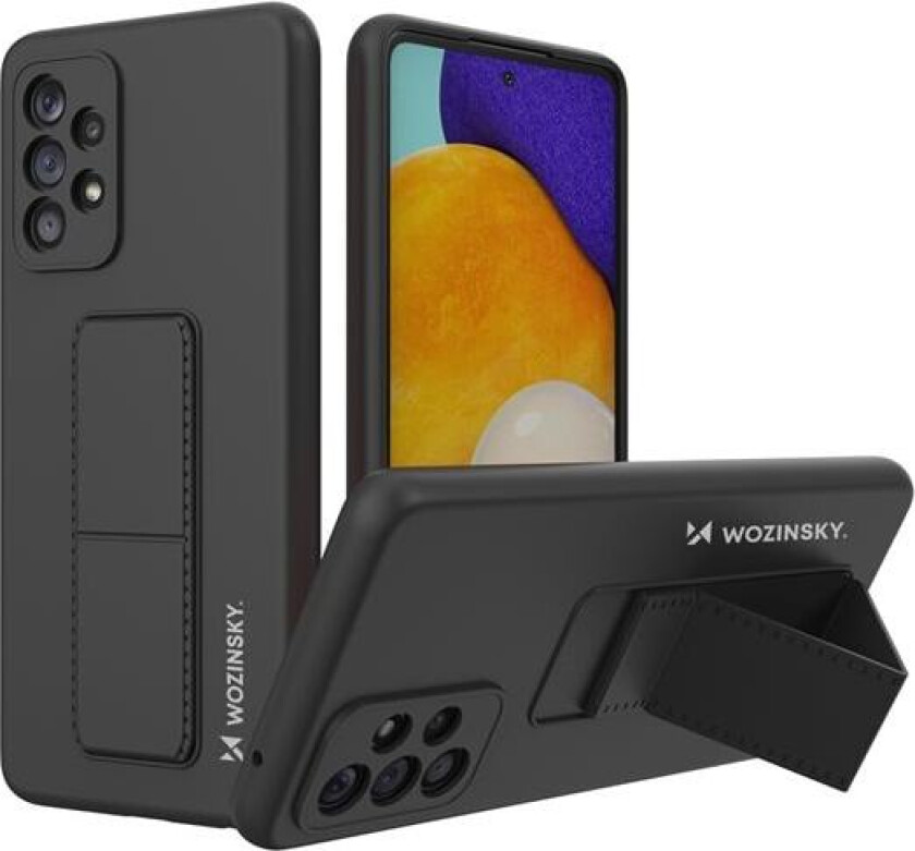 Kickstand Case silikon etui med stativ for Samsung Galaxy A73 svart