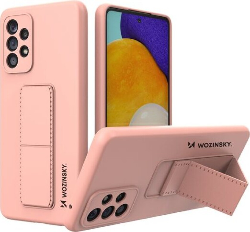 Kickstand Case silikon etui med stativ for Samsung Galaxy A73 rosa