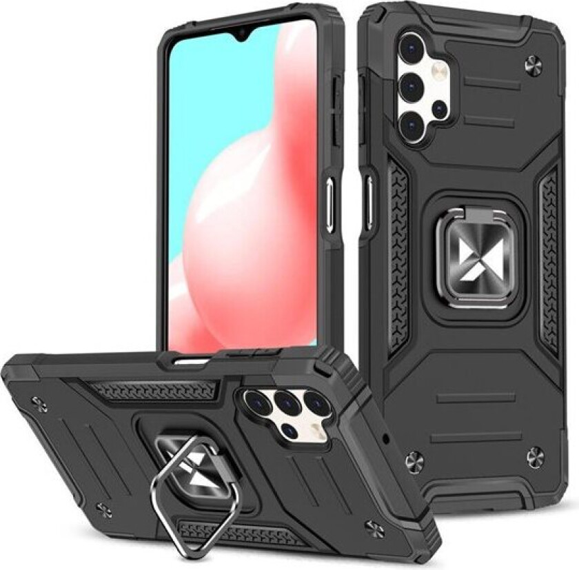 Ring Armor tøft hybriddeksel + magnetisk holder for Samsung Galaxy A73 svart