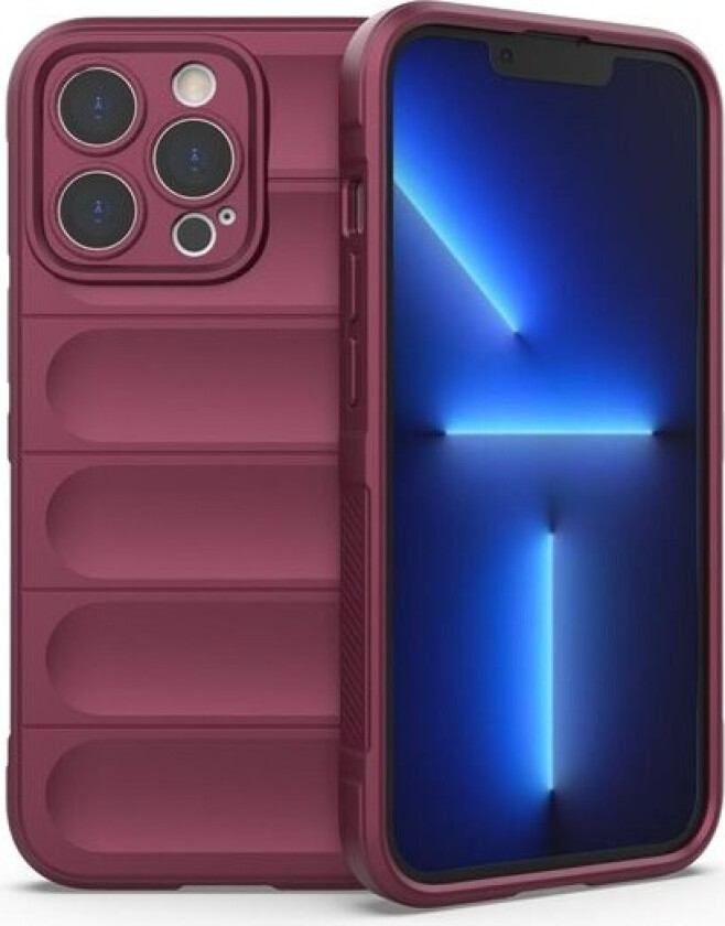 Magic Shield-etui for iPhone 13 Pro Max fleksibelt pansret burgunderdeksel