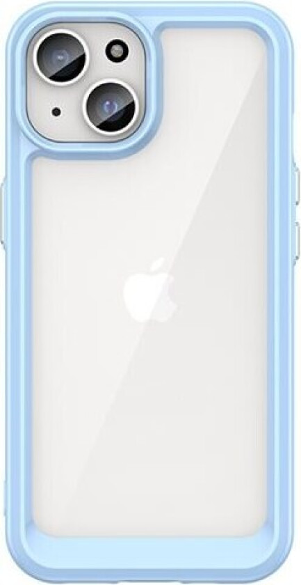 iPhone 15 Plus Outer Space-forsterket etui med fleksibel ramme - blå