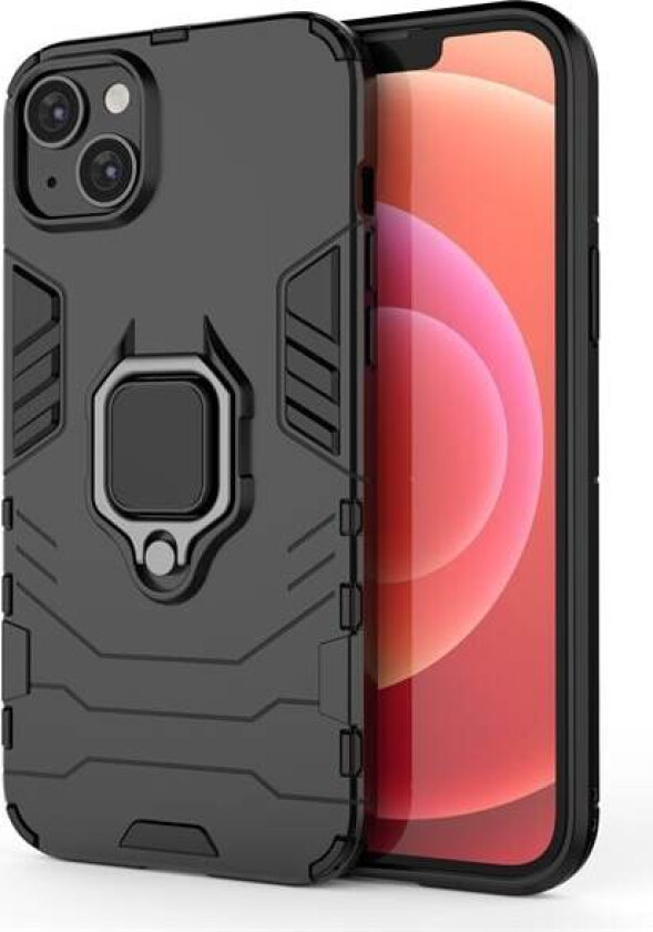 Ring Armor-etui for iPhone 14 pansrede deksel magnetisk holder ring svart