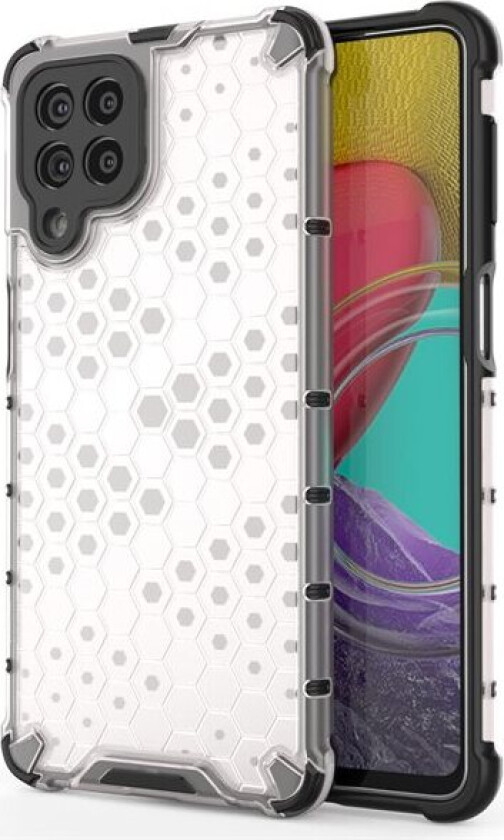 Honeycomb-etui pansrede deksel med en gelramme for Samsung Galaxy M53 5G gjennomsiktig