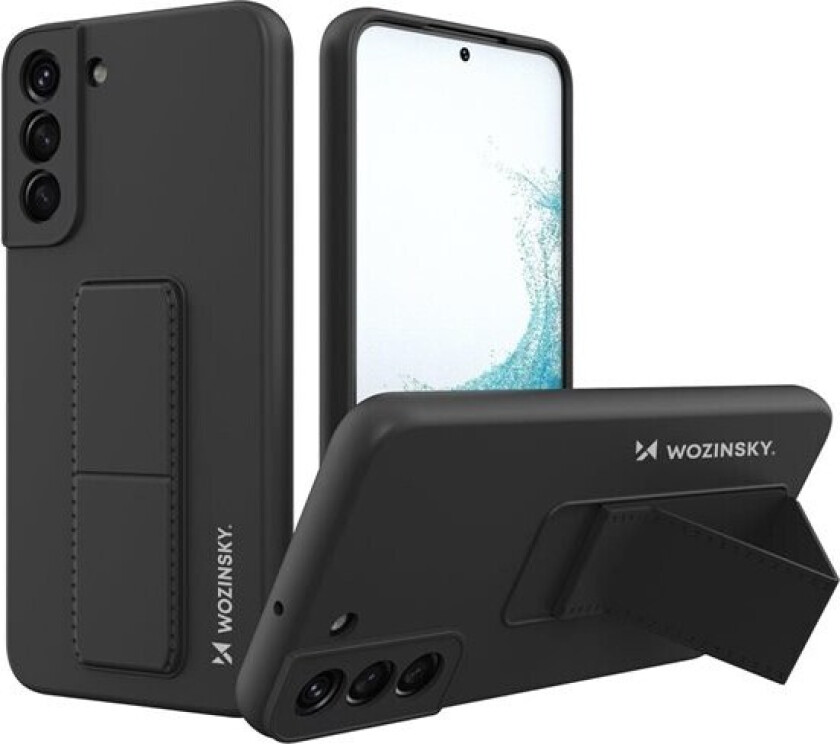 Kickstand Case silikon etui med stativ for Samsung Galaxy S22 + svart