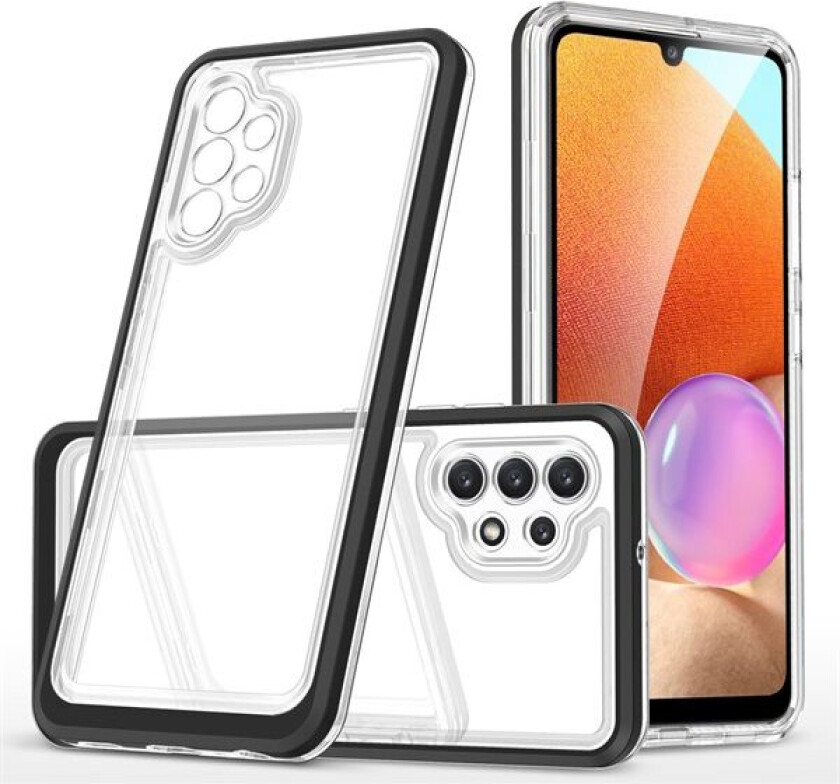 Gjennomsiktig 3-i-1-etui for Samsung Galaxy A72 4G Frame Gel Cover Black