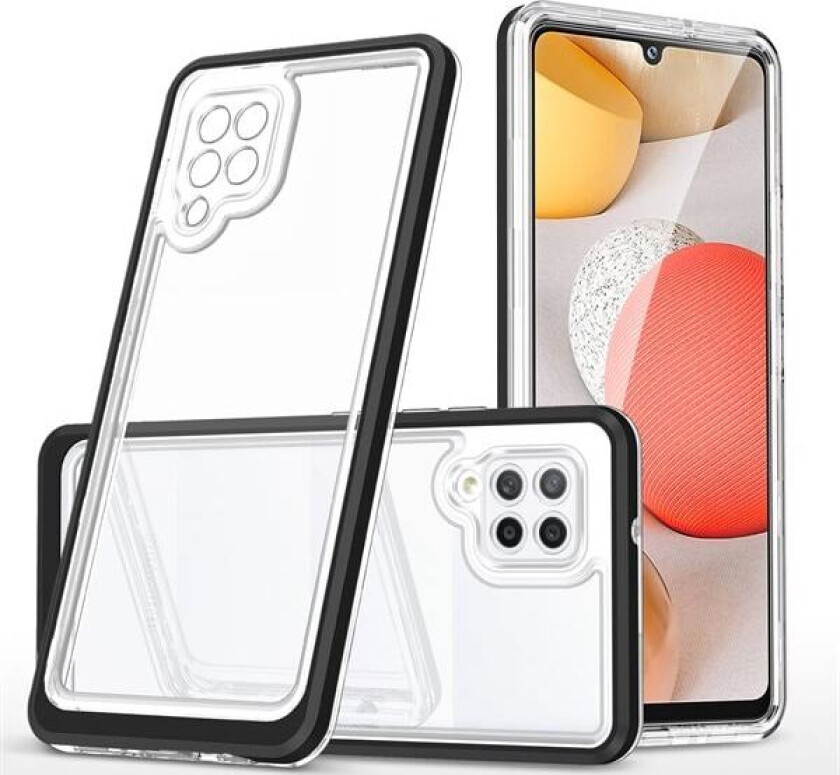 Gjennomsiktig 3-i-1-etui for Samsung Galaxy A42 5G Frame Gel Cover Black