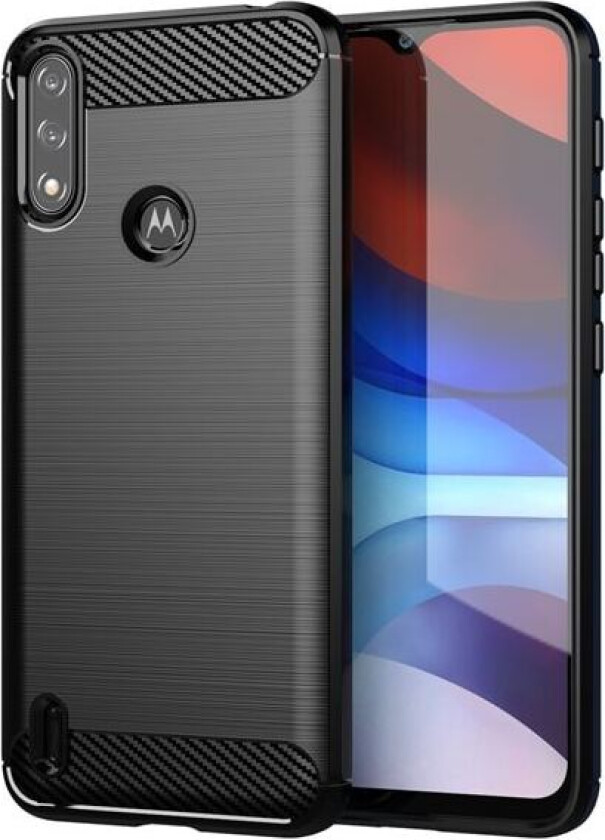 Carbon Case fleksibelt dekselhylse Motorola Moto E7i Power svart