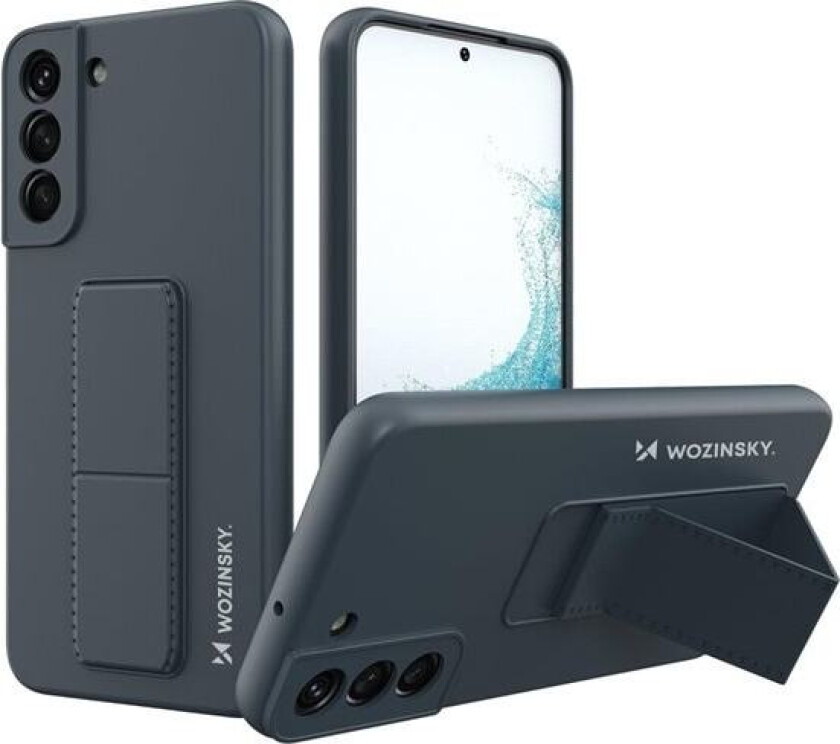 Kickstand Case silikon etui med stativ for Samsung Galaxy S22 + marineblå