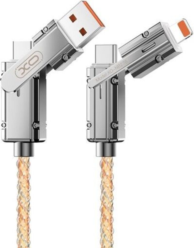 XO 4in1 USB-kabel med USB-C - Lightning + USB - USB-C 60W 1m