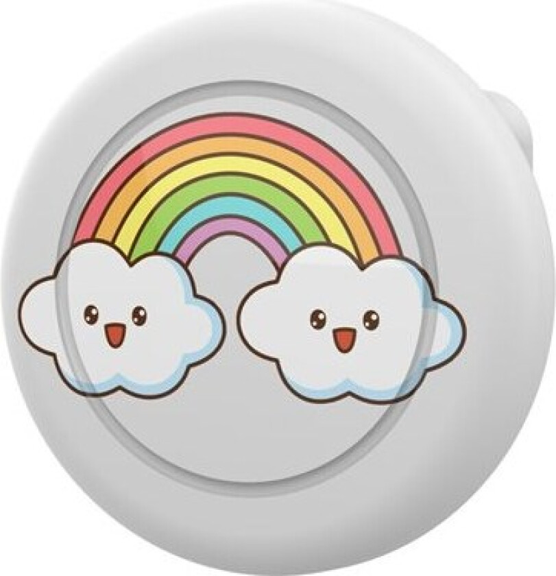 AirTag-holder med nålfeste – hvit med regnbuemønster